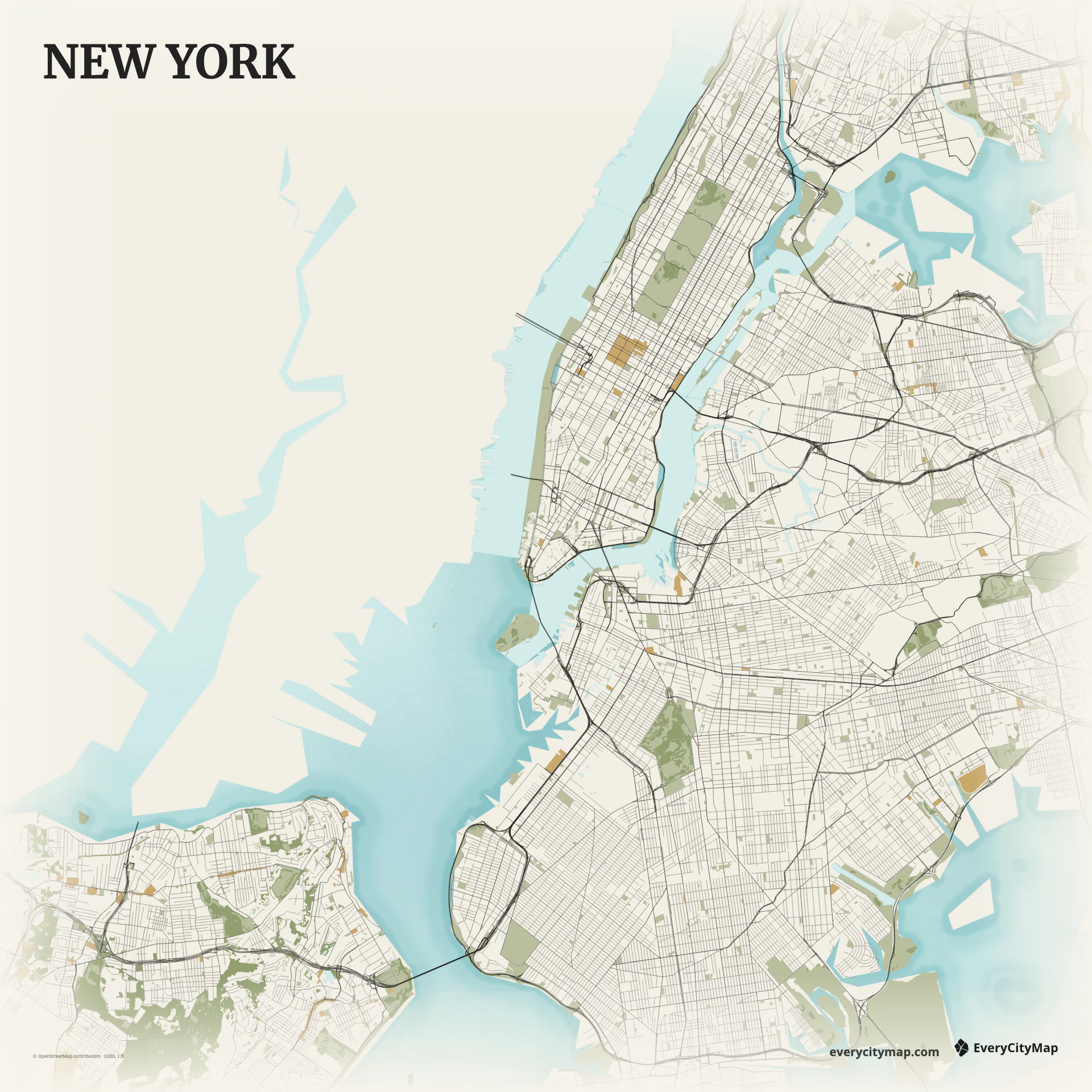 I kept New York's map data fixed and built six different ways to read it logo
